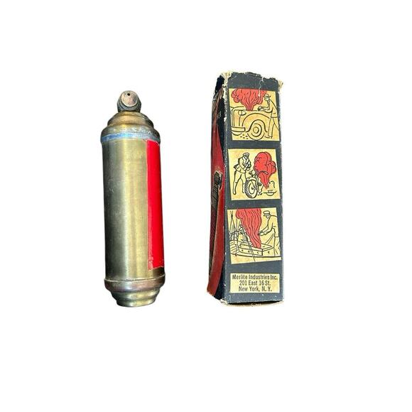 Vintage Brass Presto Fire Extinguisher With Original Black and Red Box - Picture 2 of 5